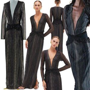 🆕 PATBO 🧿 NWOT Prism Lurex Metallic Thread Beaded Gown, Sz BR 40 US 8